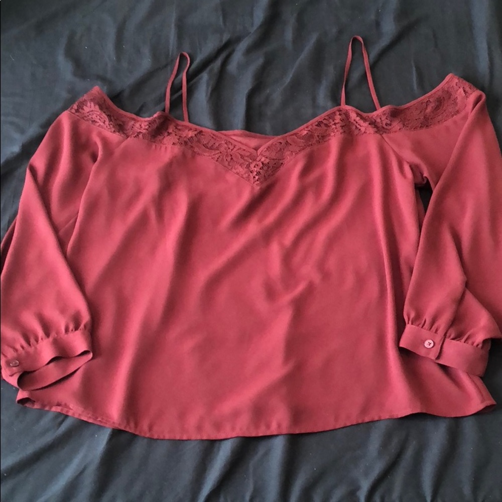 Off the shoulder, lace Red Express blouse